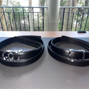 Two Brand New, Never Worn Bella Belts! Black Leather, Silver Buckles. $99 retail